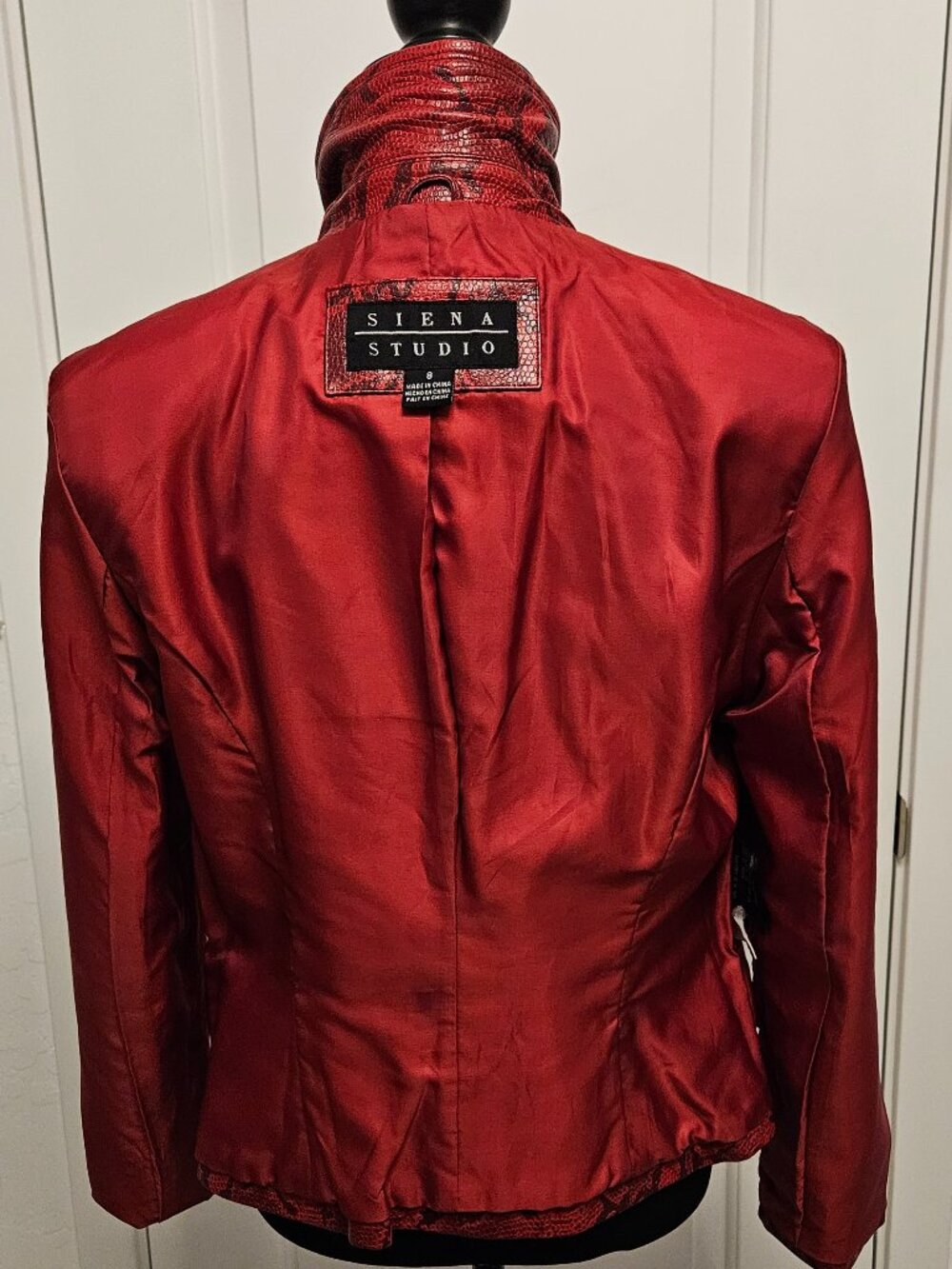 Siena Studio Vintage Red Snakeskin Leather Blazer Jacket Double Breasted 8 - Picture 8 of 16